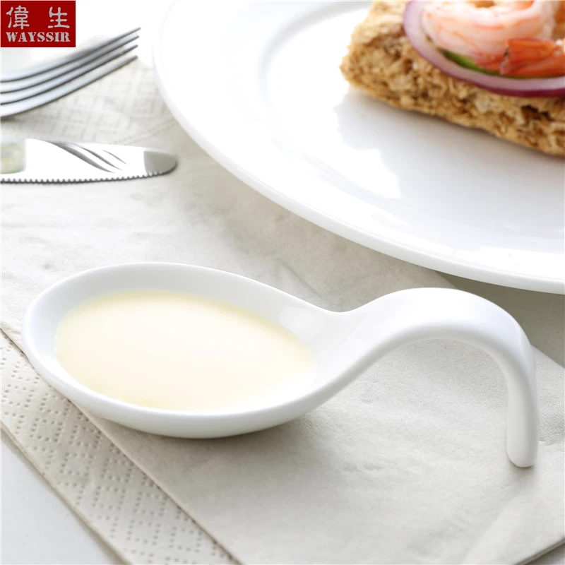 

Curved Handle Snack Dish Sauce Porcelain Spoon, Breakfast, Buffet Ceramics, Wasabi Butter, Cheese Tableware, Oil Dispenser