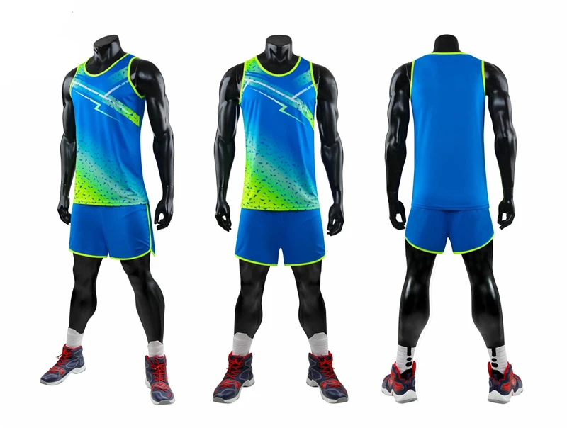 Men Women Camisetas Vest+Shorts Competition Running Set Track and field Sportswear Sprint Running Suit T-shirts Marathon Clothes