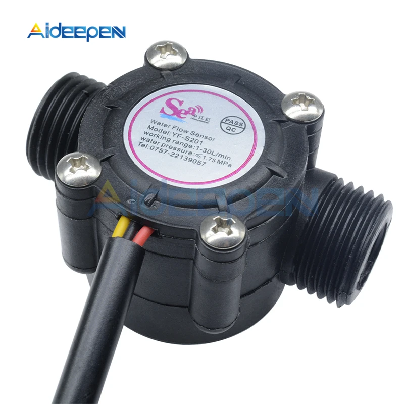 DC 5V-18V Water Flow Sensor Flowmeter Hall Flow Sensor Water Control Liquid Flow Sensor Switch 12V 1-30L/min 2.0MPa YF-S201