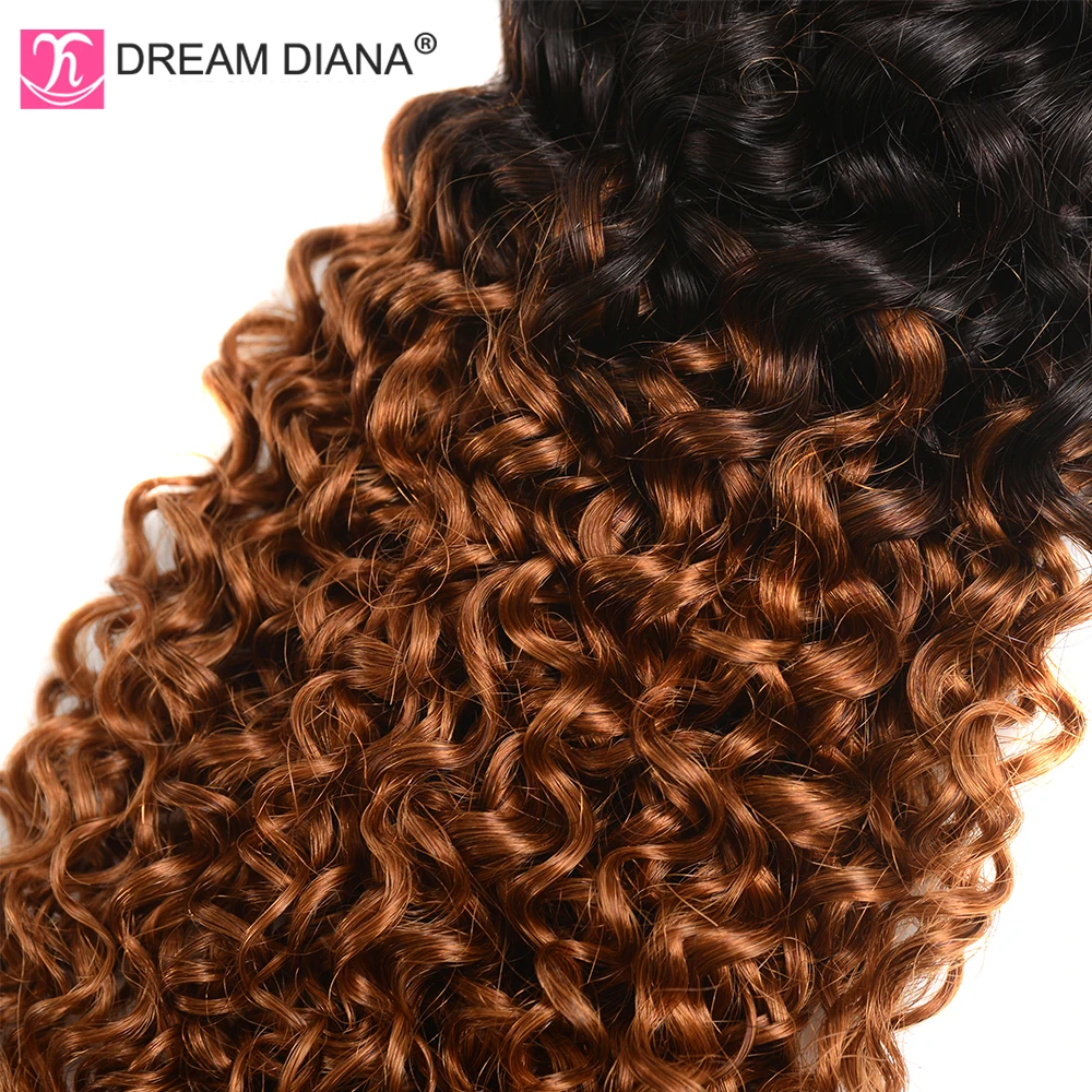 DreamDiana Ombre Brasil Kinky Da Bó Với Khóa Remy Màu Tóc Với Khóa 100% Ombre Tóc Của Con Người Với Đóng Cửa