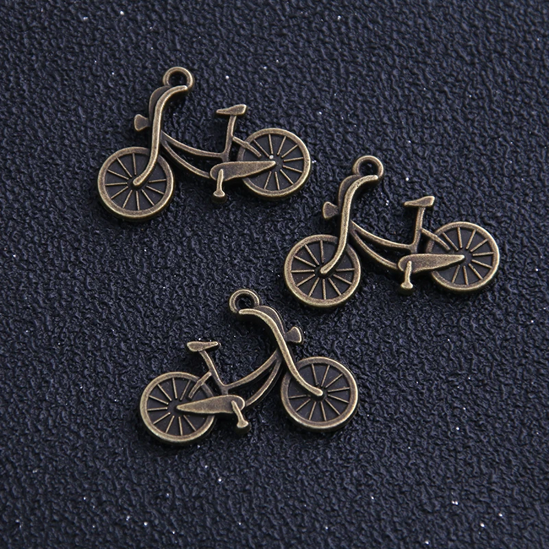 10pcs/lot 19*26mm Wholesale Vintage Bronze Alloy Metal Mini Bicycle Charm Jewelry Pendants Makings