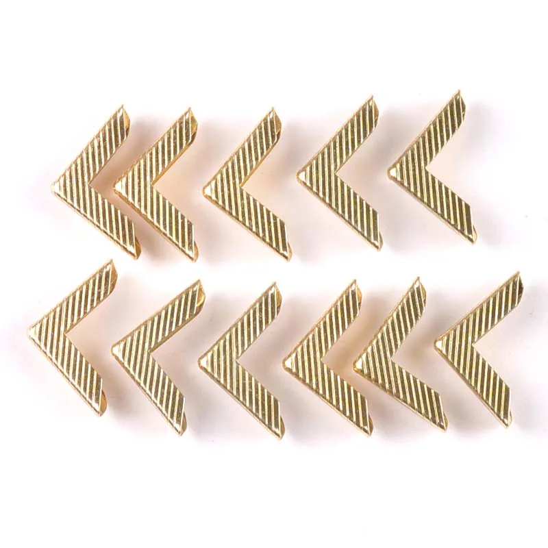 striped Golden Metal Corners For Books Scrapbooking Photo Albums Menus Crafts DIY 50pcs 17x17x3mm CP2390