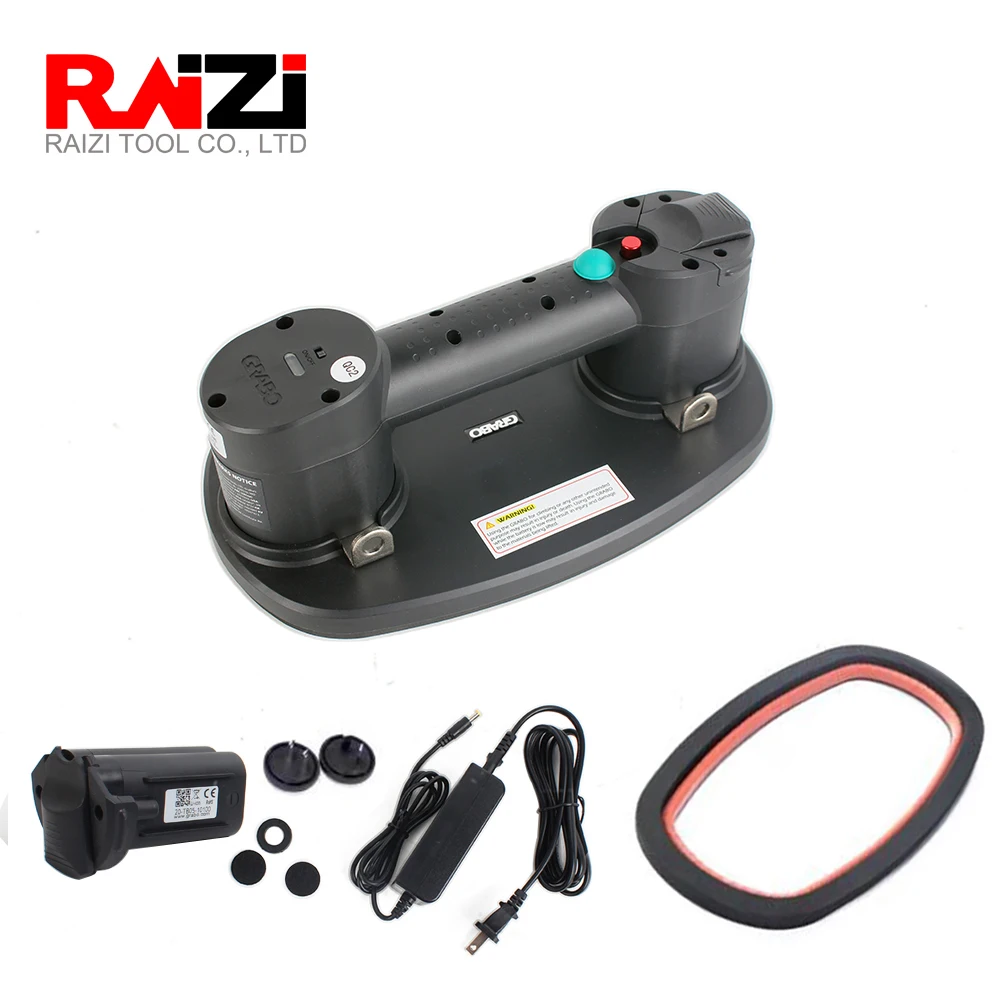 Raizi GRABO Portable Electric Vacuum Suction Cup Lifter for Wood Drywall Granite Glass Tile With Two Battery Heavy Lifting Tool