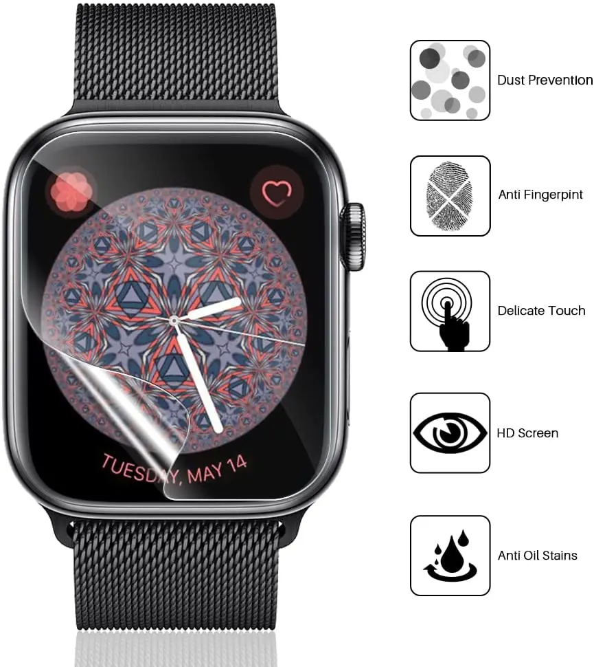 Película TPU Transparente para iWatch Série 9, 7, 8, 6, 5, 4, 3, 2, 1, SE, 38mm, 42mm, HD Protetor de Tela para Apple Watch, 40 milímetros, 44 milímetros, 41 milímetros, 45 milímetros