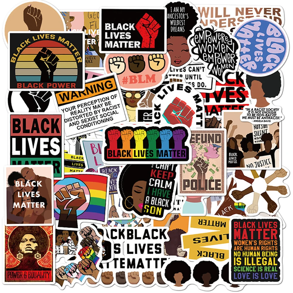 10/30/50PCS Black Lives Matter Stickers Graffiti Travel Luggage Fridge Laptop Waterproof Cool Classic Decal Sticker for Kids