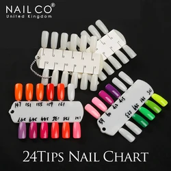 NAILCO False Nail Tips Chart 24Color Card Small Board Sample Nail Art Display Design Tool Artificial Stand Palette Manicure