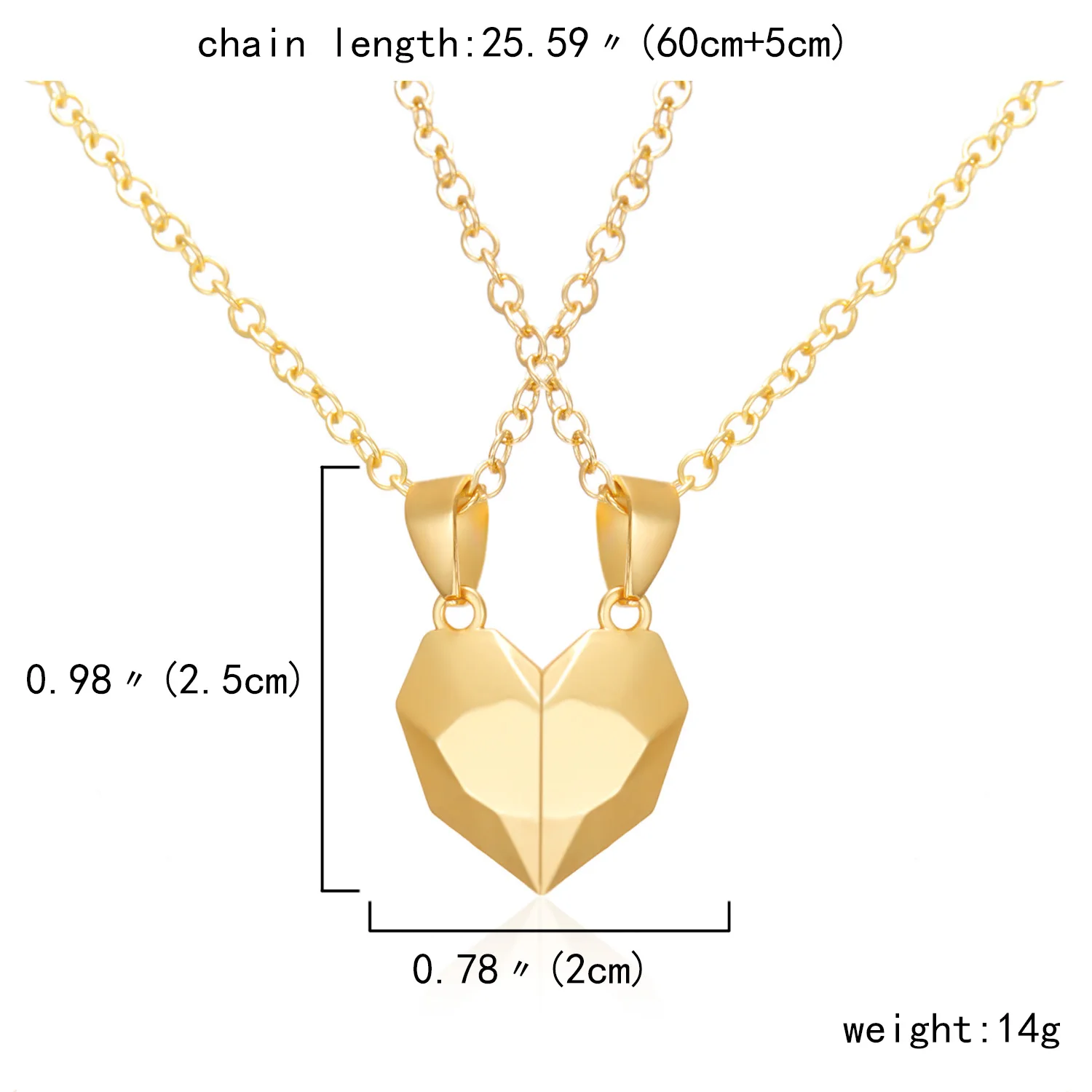 2Pcs Magnetische Herz Paar Halskette Für Frauen Valentinstag Pullover Kette Für Beste Freundin Liebhaber Hochzeit Party Geschenk schmuck – Detail 1