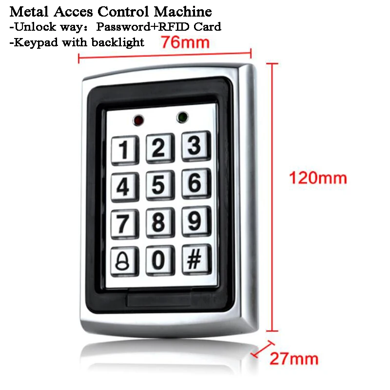 RFID Door lock Metal Keyboard/Backlight relay out Access Control Lock Reader 125KHz ID Card/Code/Password WG26 Office/Factory