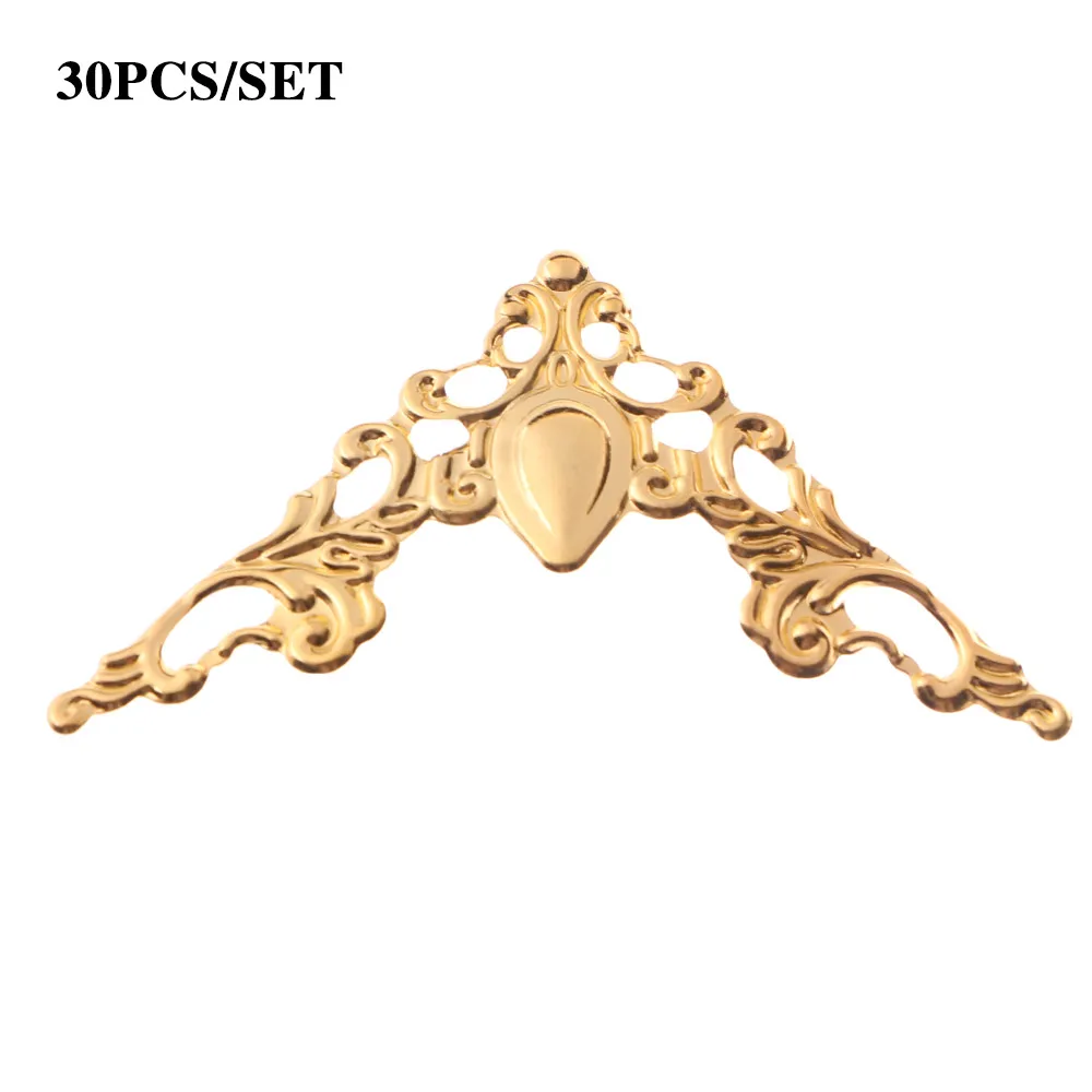 30 Pcs Metal Corner Brackets Gold Bronze Color 40mm Corner Brackets for Photo Frame Furniture Protector Decorative