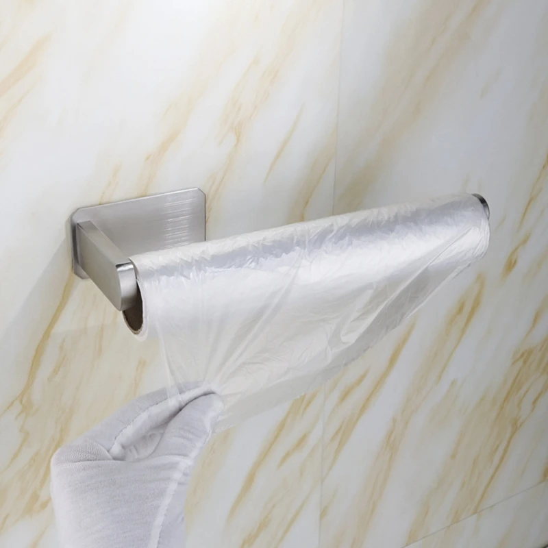 Self Adhesive Wall-mounted Kitchen Roll Paper Holder, Stainless Steel, Bathroom Tissue Towel Accessories, Rack Holders