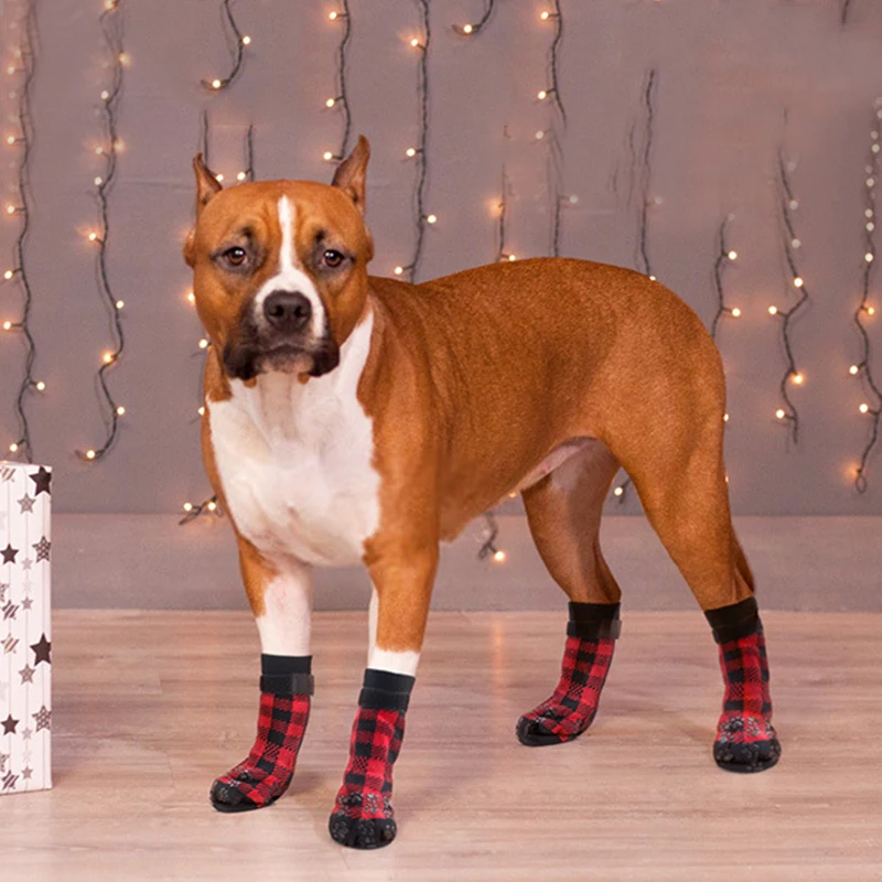 Pet Socks Christmas Socks Non-slip Sock Warm Socks Dog Sock Cute Comfortable Non-slip Warm Plaid Halloween Cosplay Pet Costume