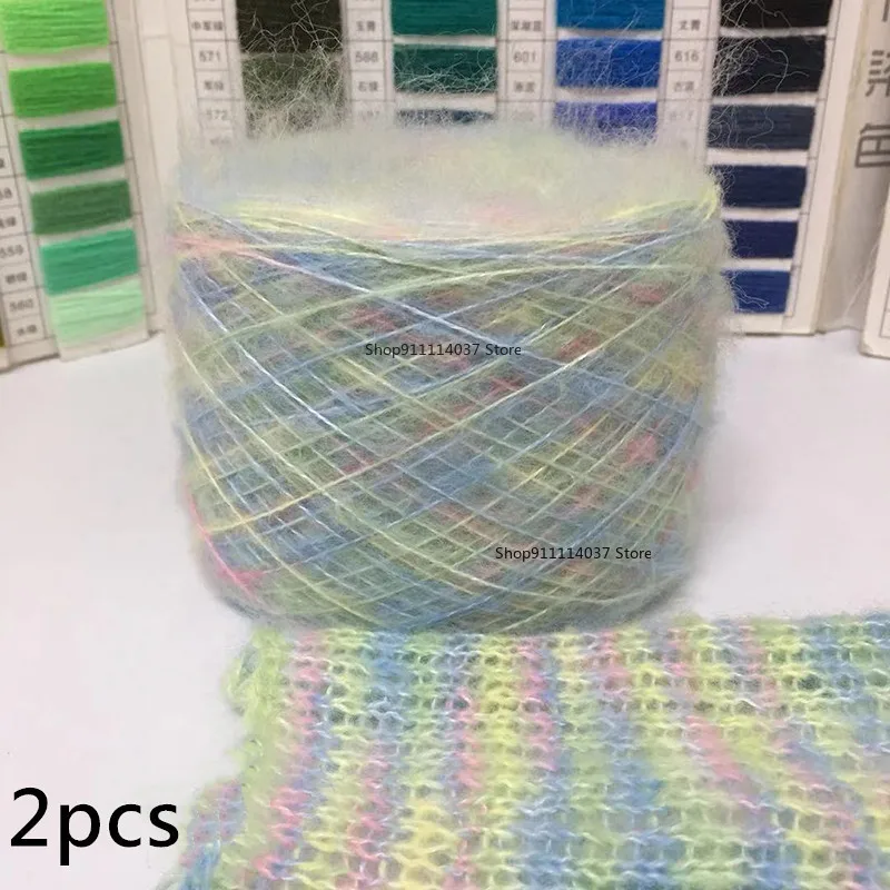 200g Segment barwione przędzy moherowej Rainbow Puffy przędzy DIY ręcznie sweter z dzianiny szal szydełka przyjazne dla skóry dziecko wełna nić