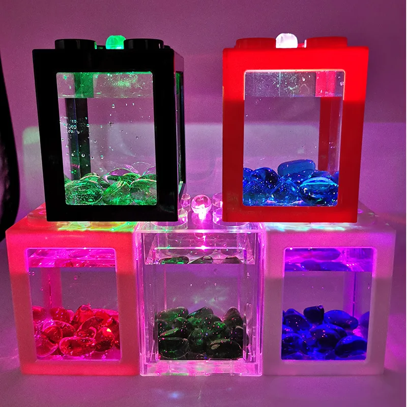 Office desktop small ecological fish tank ornamental shrimp tank ecological Mini Betta tank with light reptile accessories