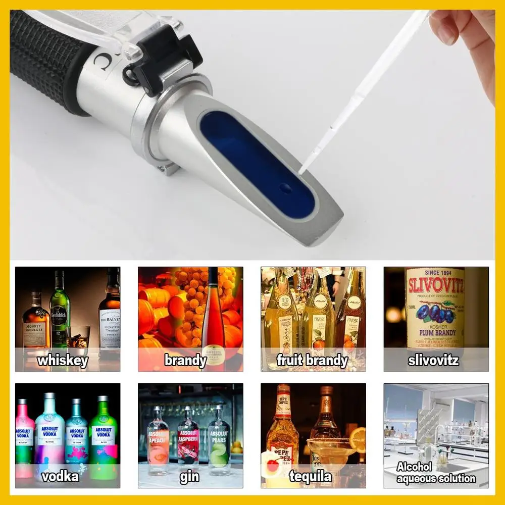 RZ Alcohol Refractometer Alcoholometer Spirit tester 0~80%V/V ATC Tool  RZ116 concentration spirits meter Alcohol Refractometer