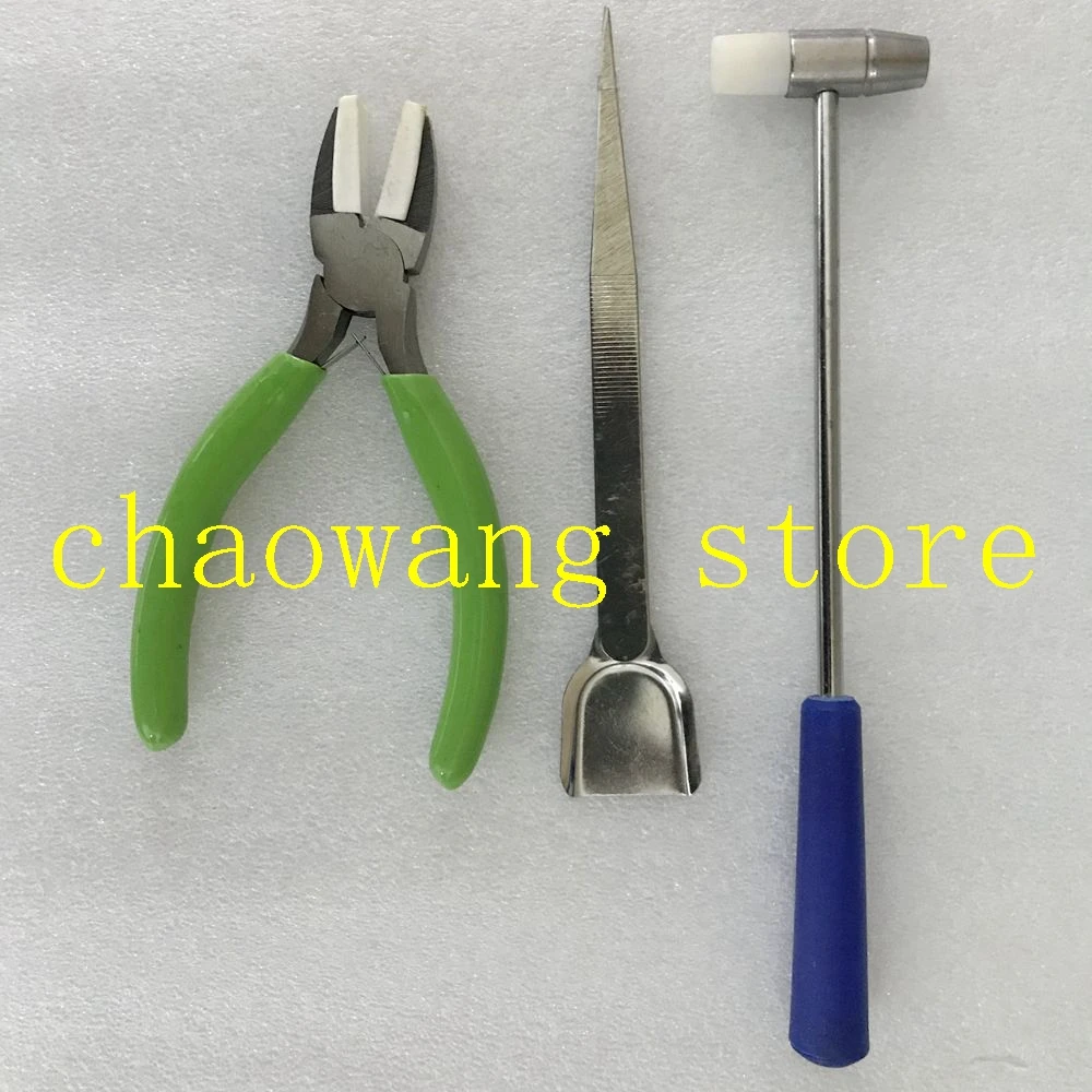 

Jewelry Tools Kit mini hammer nylon jaw plier tweezers with shovel 3pcs/set