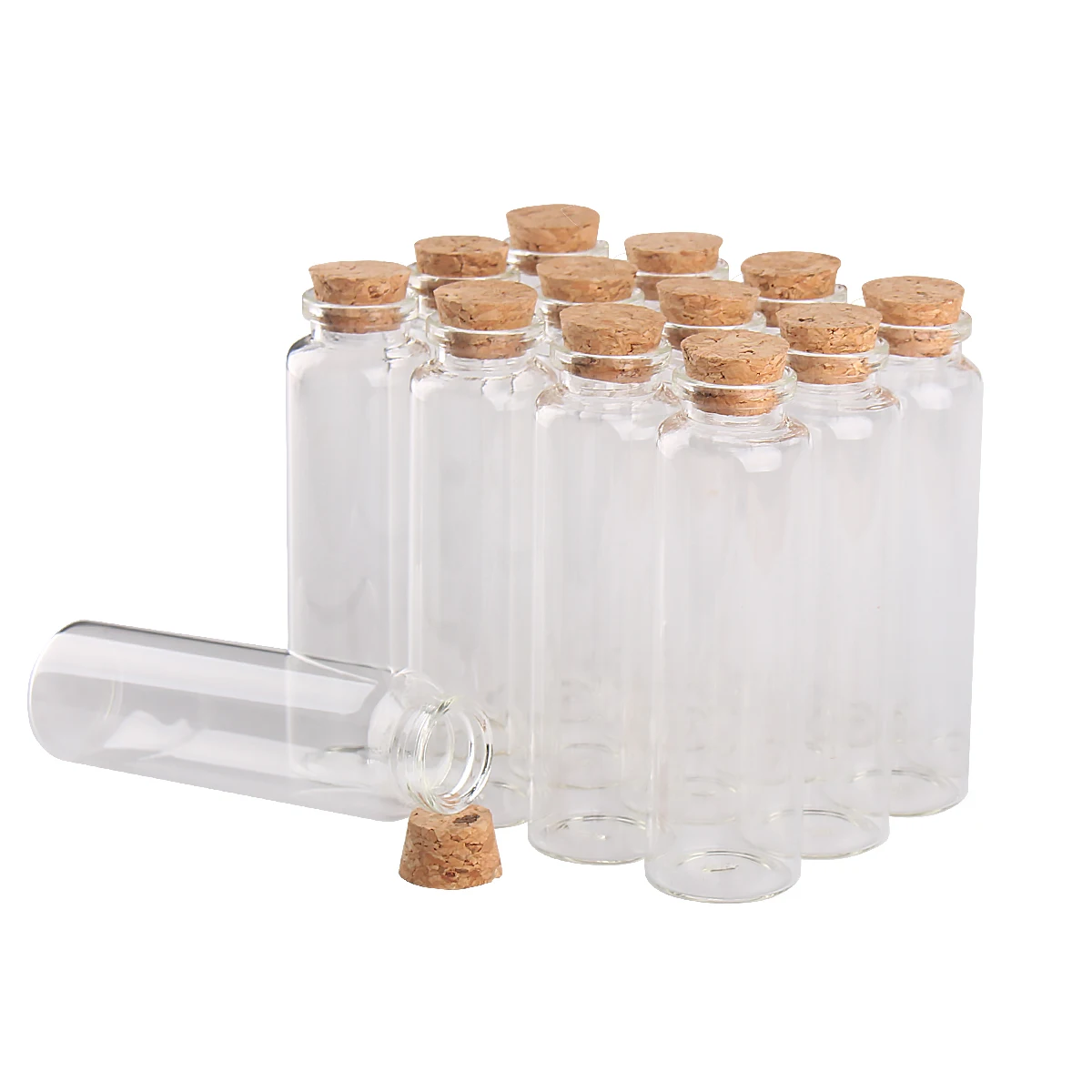 

12 pieces 50ml 30x100x17mm Transparent Glass Jars with Cork Stopper Empty Spice Wishing Bottles for Wedding Craft Gift