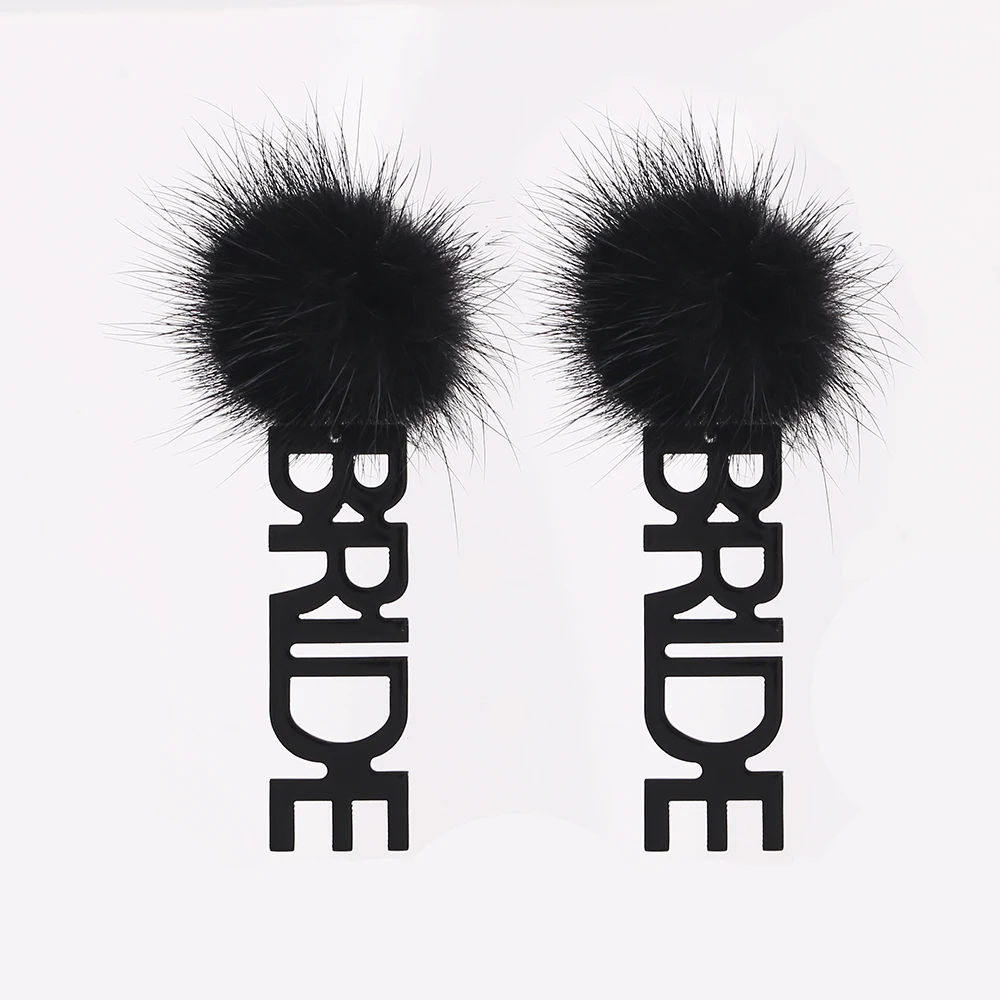High Quality Mink Fur Ball Drop Earrings For Women BRIDE Plush Balls Earrings Pendant Embellishments Accessories Wholesale