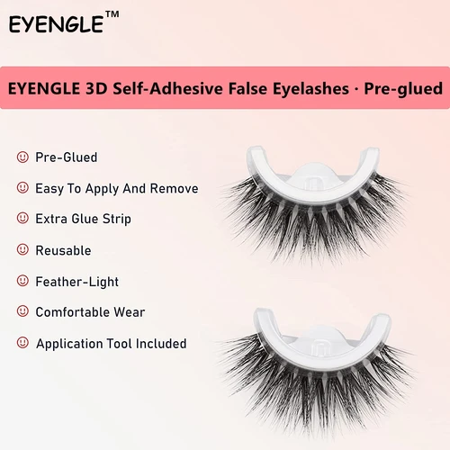 Imagen 2 del producto Pestañas postizas autoadhesivas, extensiones prepegadas, naturales, reutilizables, sin pegamento, 3D
