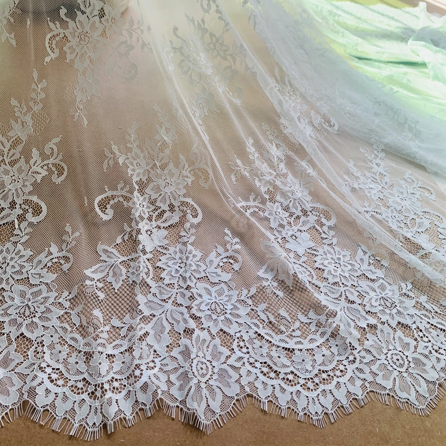 3 Meters Delicate Super Chantilly French Lace Fabric Wedding Bridal Lace Material Off White, Black Ready Goods Sewing Dress Lace