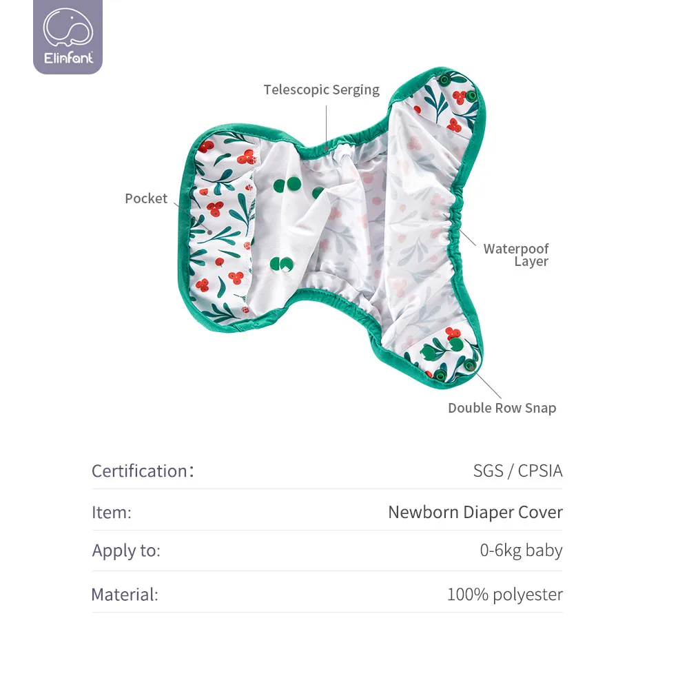 Elinfant-cubierta de pañal para recién nacido, lavable, con dibujos de animales, ajustable, pañales de tela reutilizables disponibles