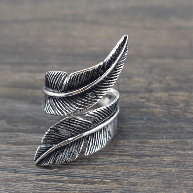 Creative Style Boho Feather Rings For Women Men Adjustable Ring Fashion Charm Jewelry Wholesale 2021