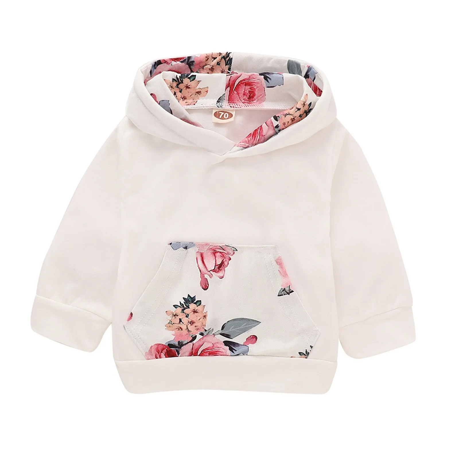 3pcs Newborn Baby Girls Winter Clothes Floral Print Hooded Pullover+Pants Sets Baby Outfits Tracksuit Girl Clothing 3 6 9 12 18M