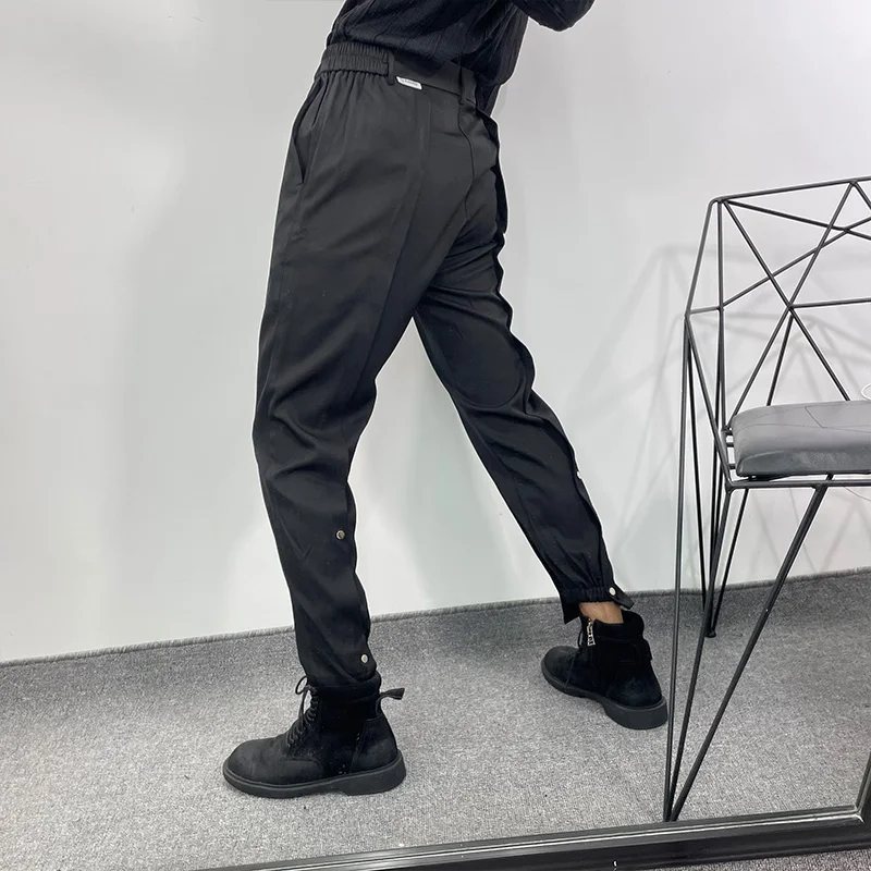 Trendy Male Ruffian Handsome Temperament Loose And Simple Work Dress Foot Pants Fashion Trendy Functional Tapered Pants