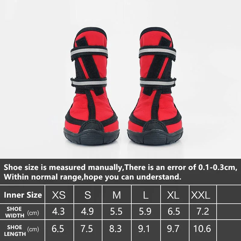 4 PCS/Set XS-XXL High Boots Waterproof Dog Shoes Reflective Strap Wearable Bottom Pet Running Rain Boots Outside Travel Walk Dog