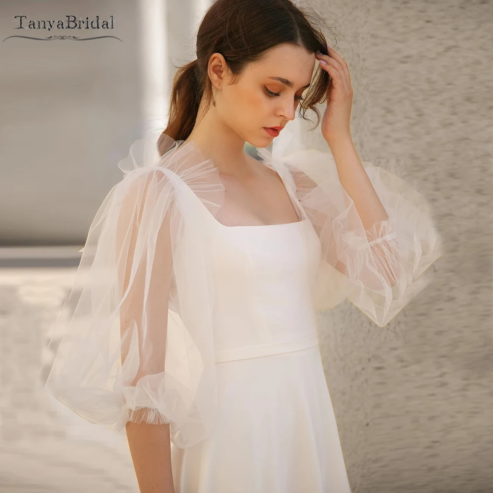 

Translucent Tulle Fashion Sleeves Hale Length Removeable Wedding Sleeves Accessories DG051