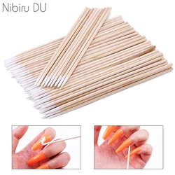 Nails Wood Cotton Swab Clean Sticks Buds Tip Wooden Cotton Head Manicure Detail Corrector Nail Polish Remover Art Tools