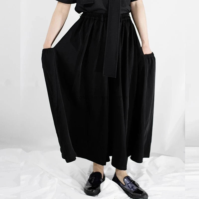 

Мужские широкие брюки, весенне-осенние новые индивидуальные брюки для выступлений на сцене, темные повседневные супер свободные брюки большого размера