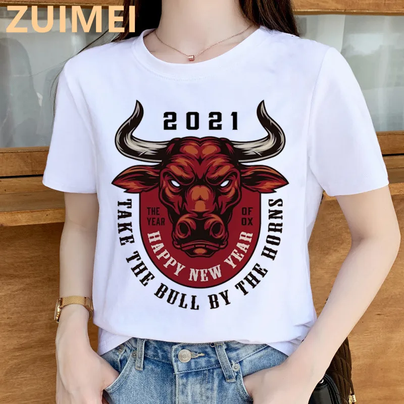 Take The Bull By The Horns Funny Summer New Tops Casual ladies basic O-collar Short Sleeved White Women's T shirt Girl,Drop Ship