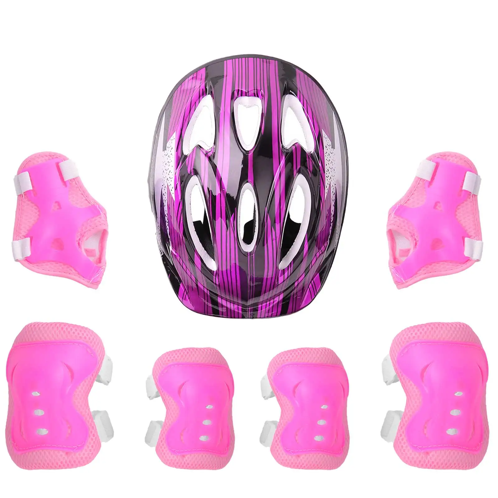 Kids Helmet with Knee Elbow Pads Wrist Guards Adjustable Skateboard Protective Gear Outfit for Roller Cycling Sports Safety Set