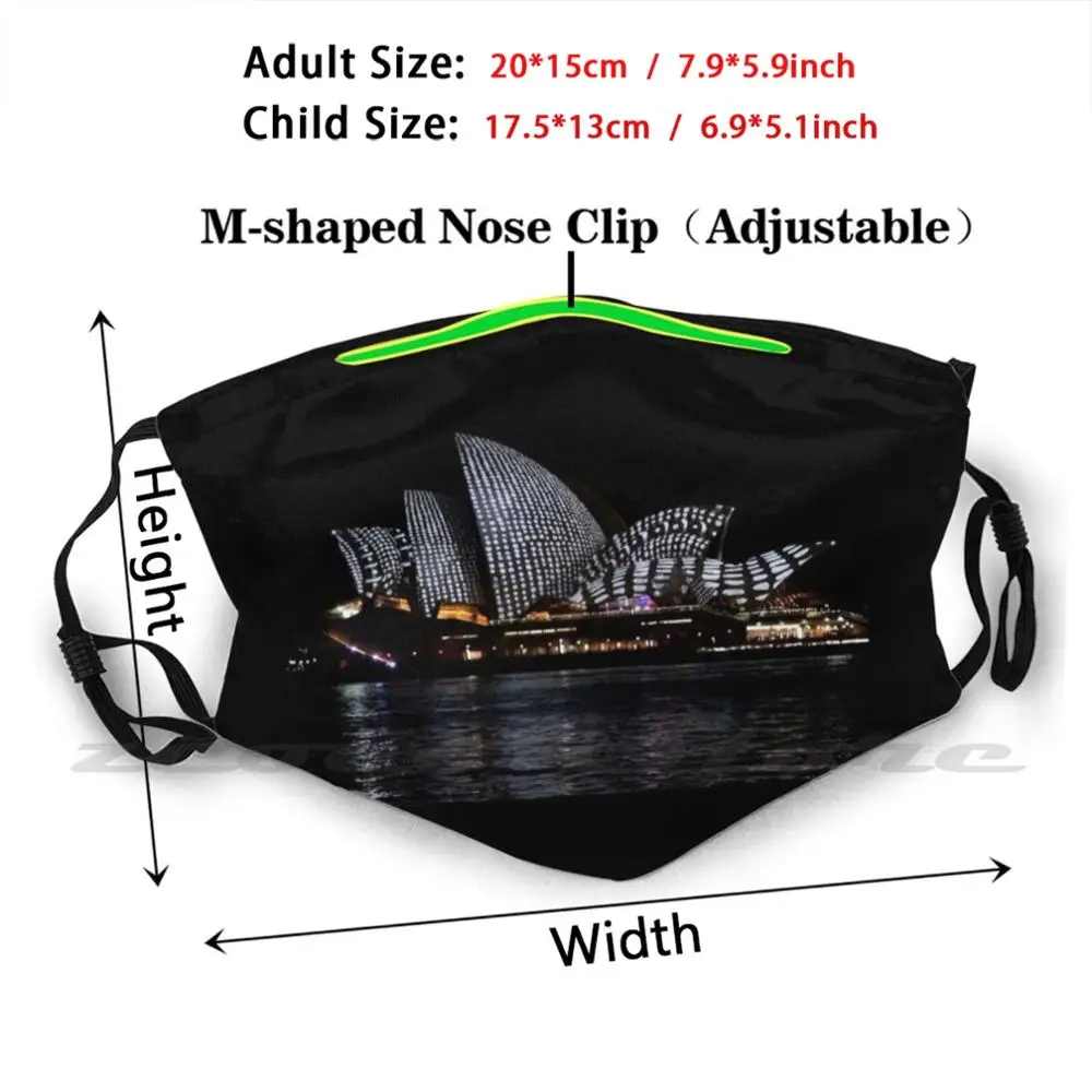 45 maschera panno lavabile filtro fai da te Pm2.5 bambini adulti Sydney Opera House