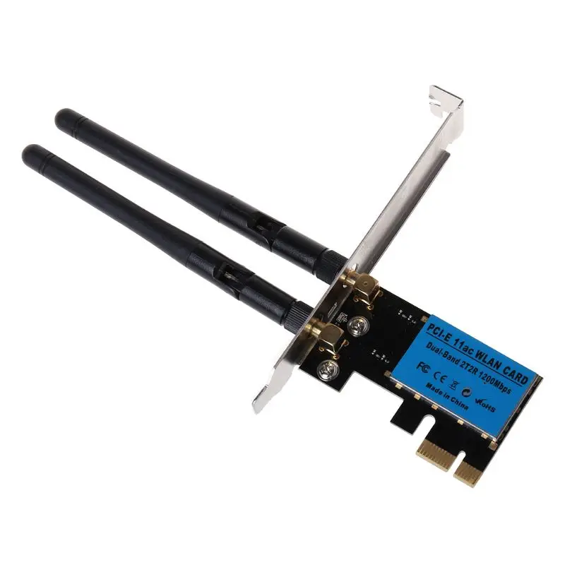 

Беспроводная сетевая карта PCI-E 1200 Мбит/с 2,4 ГГц/5 ГГц, двухдиапазонный адаптер PCI Express WIFI WLAN с антеннами для ПК и компьютера