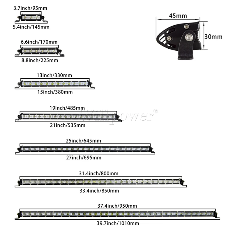 Offroad Car Bullbar Single Row LED Bar 7\