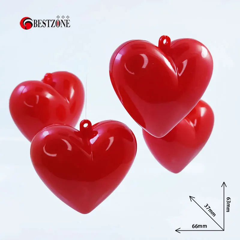 50Pcs/Lot 2.36'' Red Candy Ball Box Plastic Heart Ornament Gift for Baby Birthday Decoration Christmas Wedding Party Child Kids