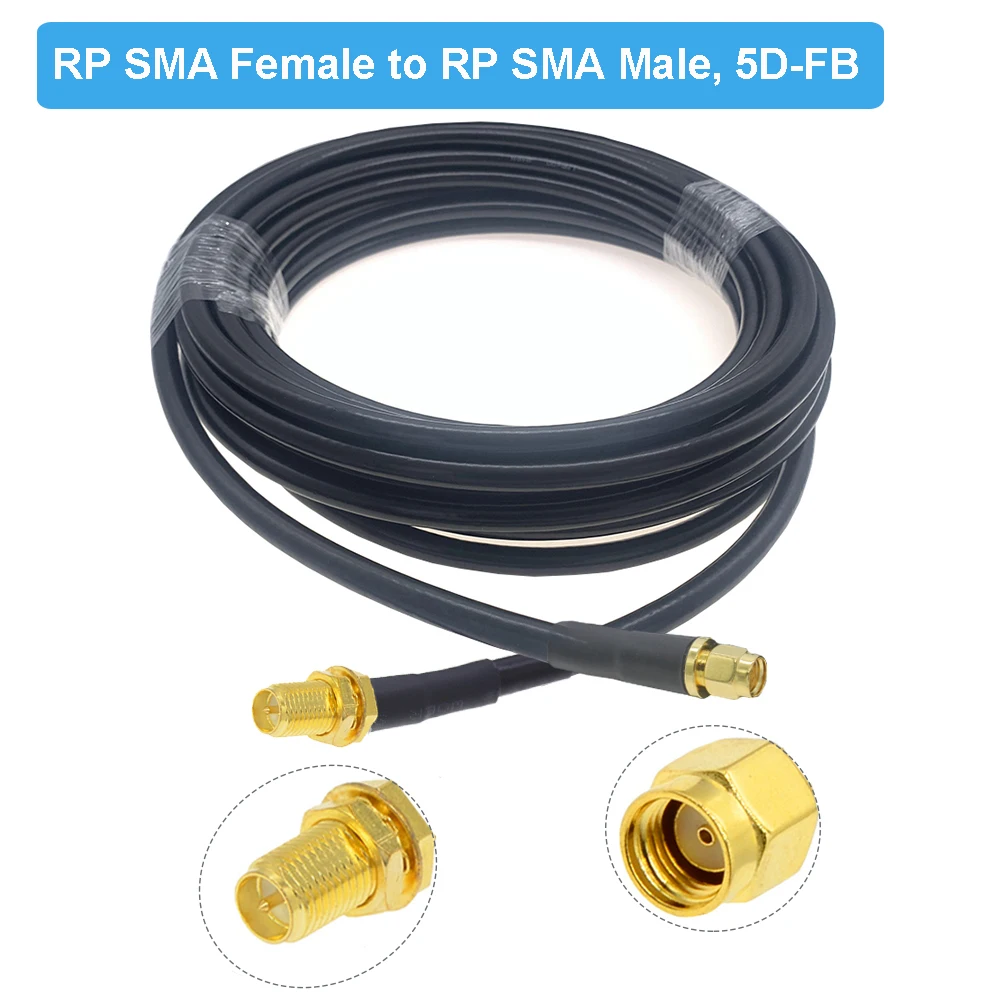 0.5M 1M 5M 10M 20M RP-SMA Female to RP SMA Male RF Adapter Cable 5D-FB Pigtail 50 Ohm Low Loss RF Coaxial Extension Cord Jumper