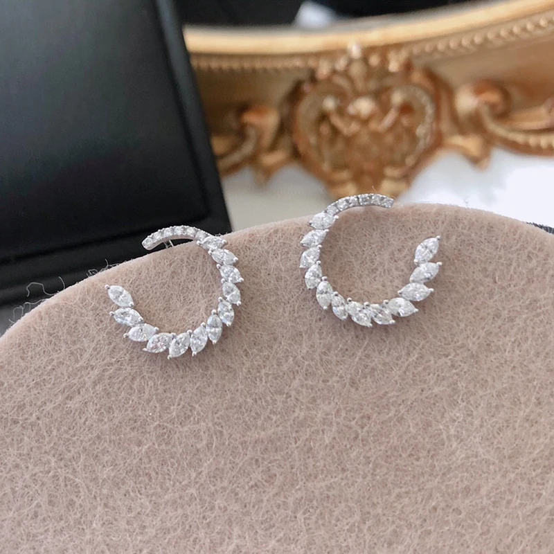 Aazuo 18K oro bianco puro Fine Jewelry Real Marquise Diamonds 0.90ct Classic Round Stud Earring Upscale Trendy Party Hot Sell