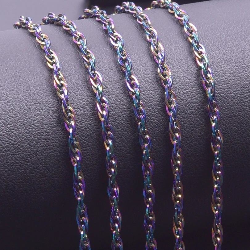 5pcs Rainbow Multi Style Chain Necklace Snake Chains For Jewelry Making DIY Joyas Link Chain Stainless Steel Fashion Accessories