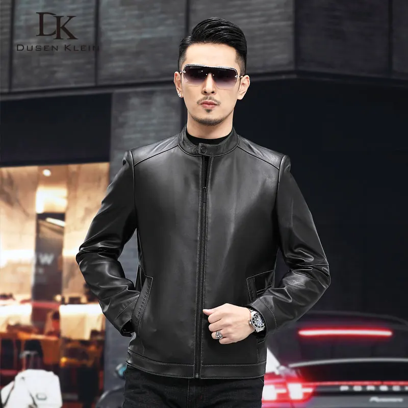 Men Genuine Leather Jacket Real Sheepskin Jackets Casual Black Pockets Autumn New Jacket for Man M8268