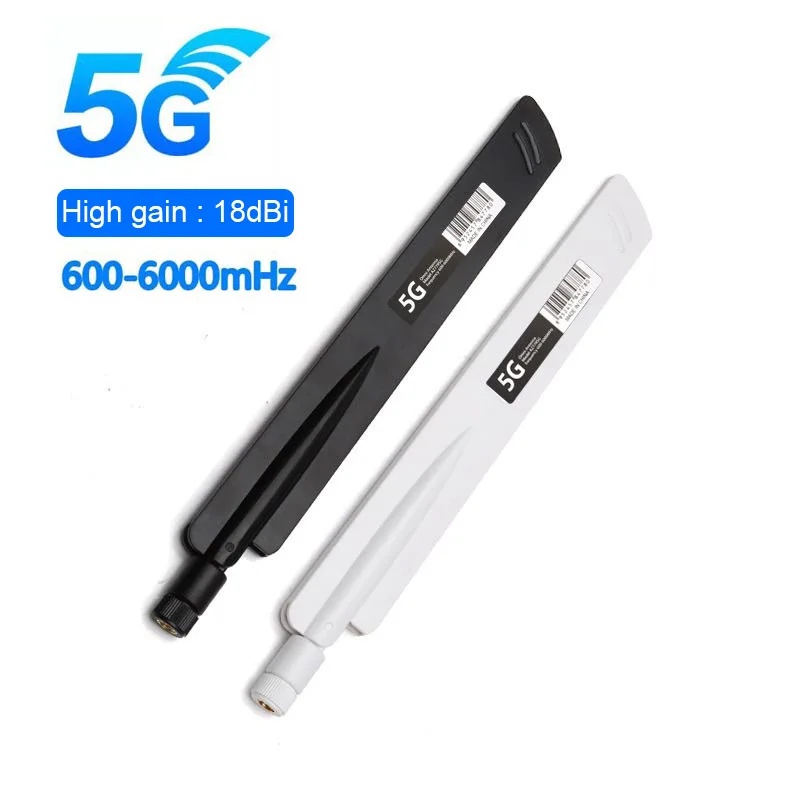 2pcs 4G LTE 5G Antenna 600-6000MHz 18dBi High Gain SMA Male for Wireless Network Card Wifi Router High Signal Sensitivity