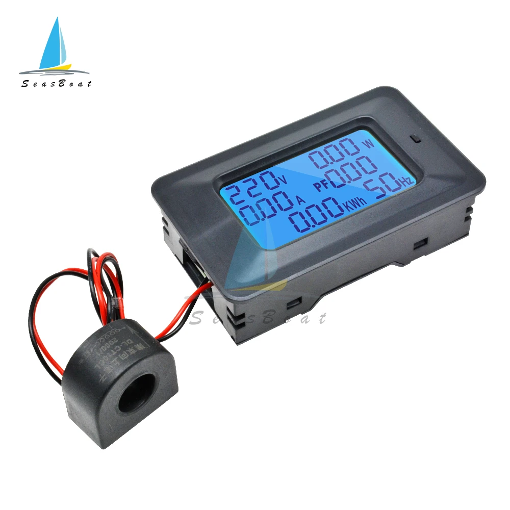 6 in 1 Voltmeter Ammeter Power Energy Meter Multimeter AC 110-250V LCD AC Wattmeter Electricity Meter with CT Coil 220V 20A 100A