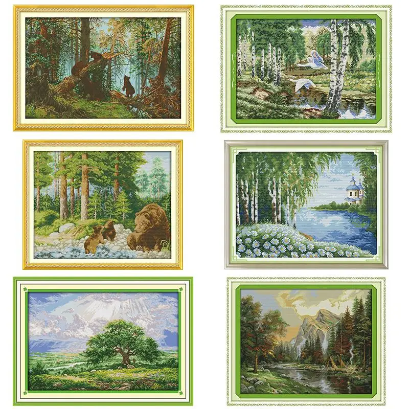 Forest Pattern Series Kit punto croce Kit ricamo paesaggio fai-da-te 14CT 11CT cucito Set da cucito decorazione della casa pittura