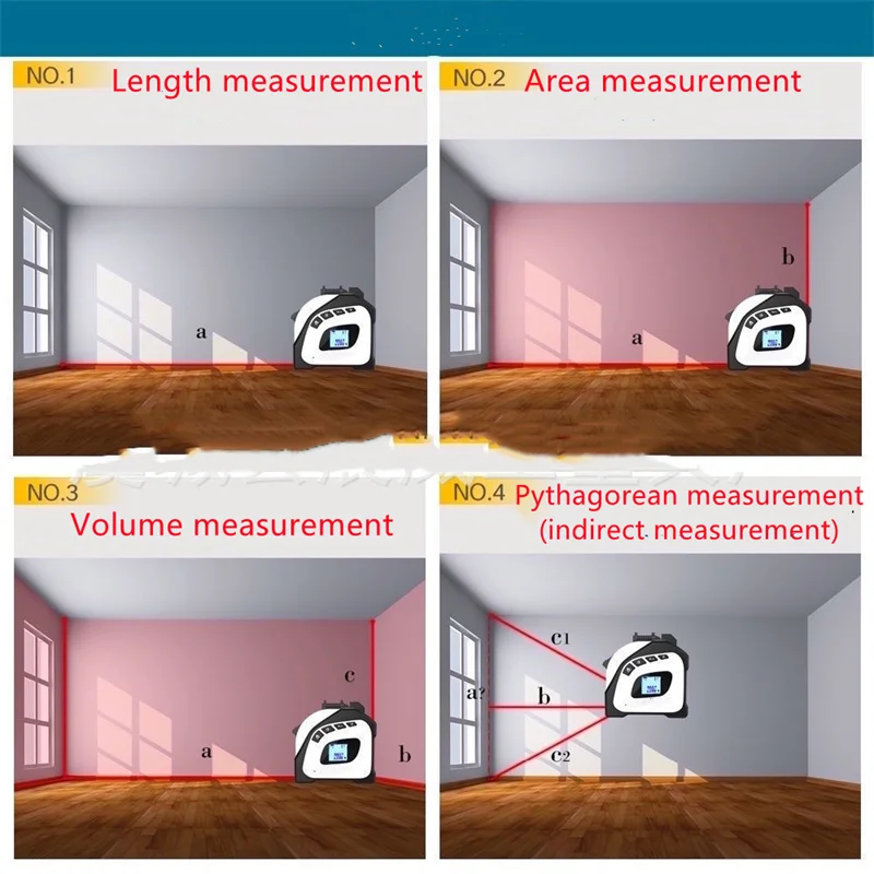 2 in 1 Laser Distance Measure Tape Laser Ruler Range Finder 40M Retractable 5m Tape Measure LCD Digital Display Laser Measuring