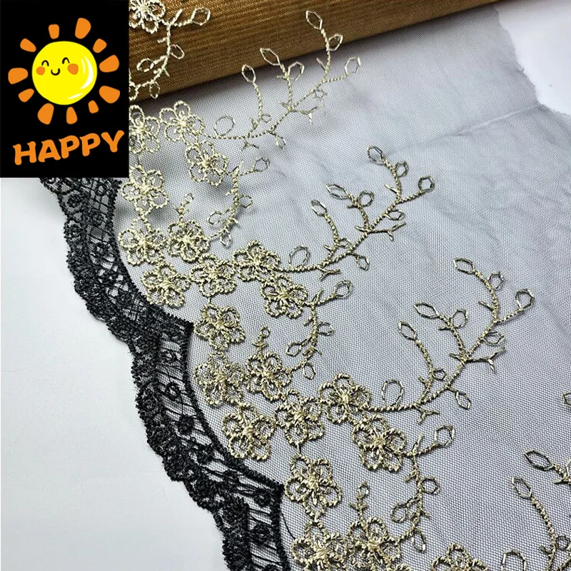 19CM Europe Luxury Golden Thread Lace Embroidered Ribbon Trim Edge Lace Fabric DIY Wedding Dresses Sewing Accessories