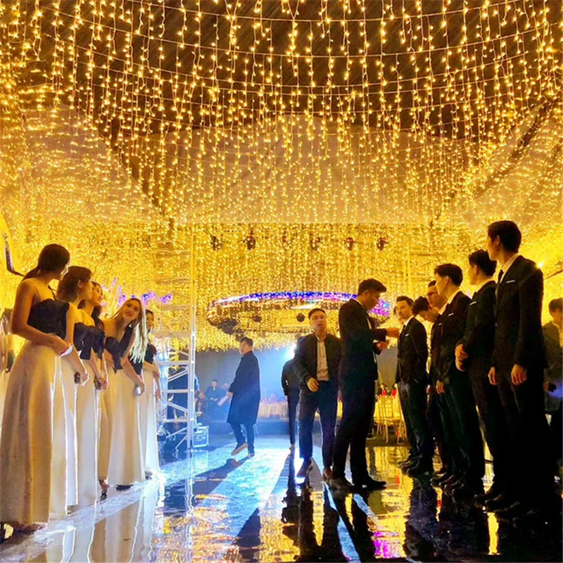 LED Fairy Curtain String Light Waterfall Lights with 8 Modes Controller for Indoor Outdoor Patio Wedding Christmas Party Holiday