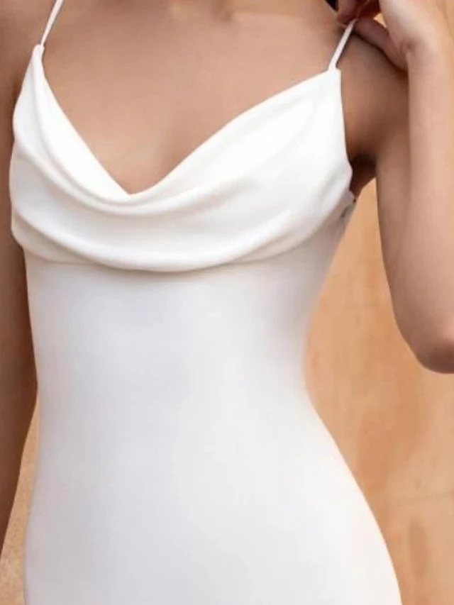 Abito da sposa semplice da sposa a sirena scollo a V corte dei treni raso cinturino per Spaghetti Plus Size abiti da sposa eleganti Robe De Mariee