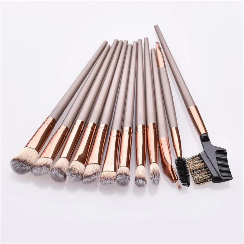 SAIANTTH – pinceaux de maquillage en bois pour les yeux, peigne à sourcils, cils bouclés, Eyeliner, fard à paupières, brosse de Base, ensemble d'outils cosmétiques de beauté, 12 pièces