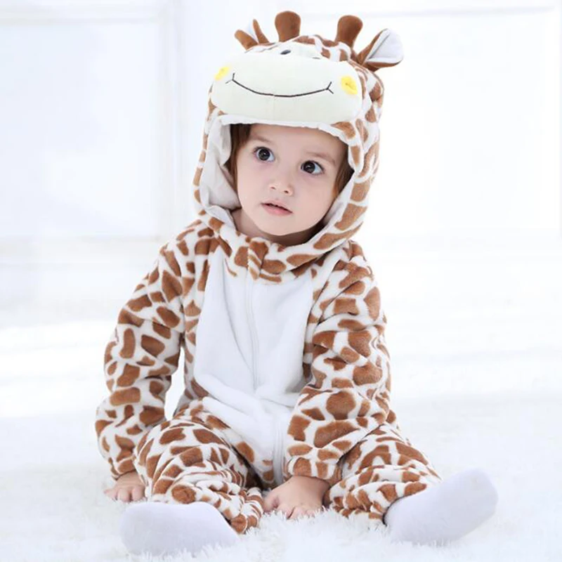 Baby Girl Giraffe Pajamas Ropa Bebe Clothes Newborn Infant Rompers Onesies Animal Anime Costume Outfit Hooded Winter Jumpsuit